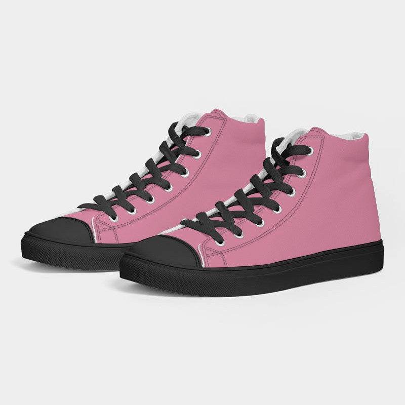 Flamingo Pink Men's High-Top Canvas Sneakers (PI-MU-LG) - Side 3