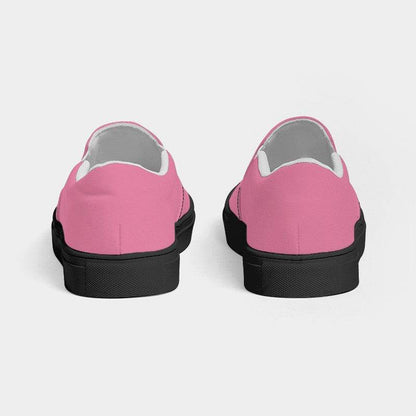 Flamingo Pink Men's Slip-On Canvas Sneakers (PI-MU-LG) - Back