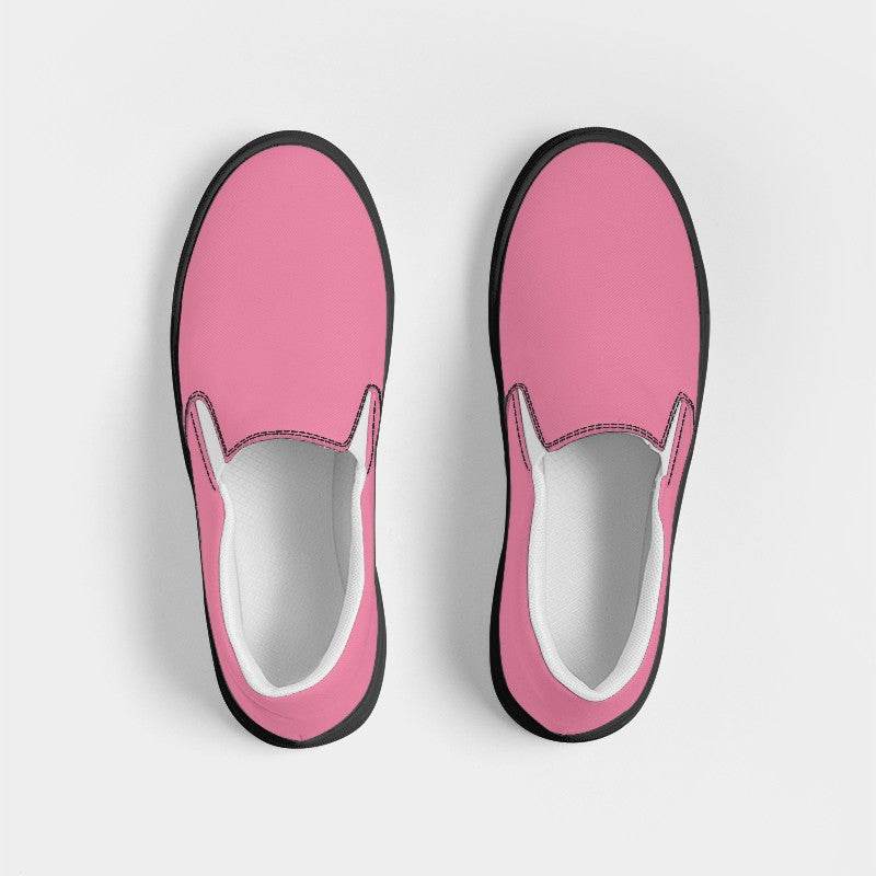 Flamingo Pink Men's Slip-On Canvas Sneakers (PI-MU-LG) - Top