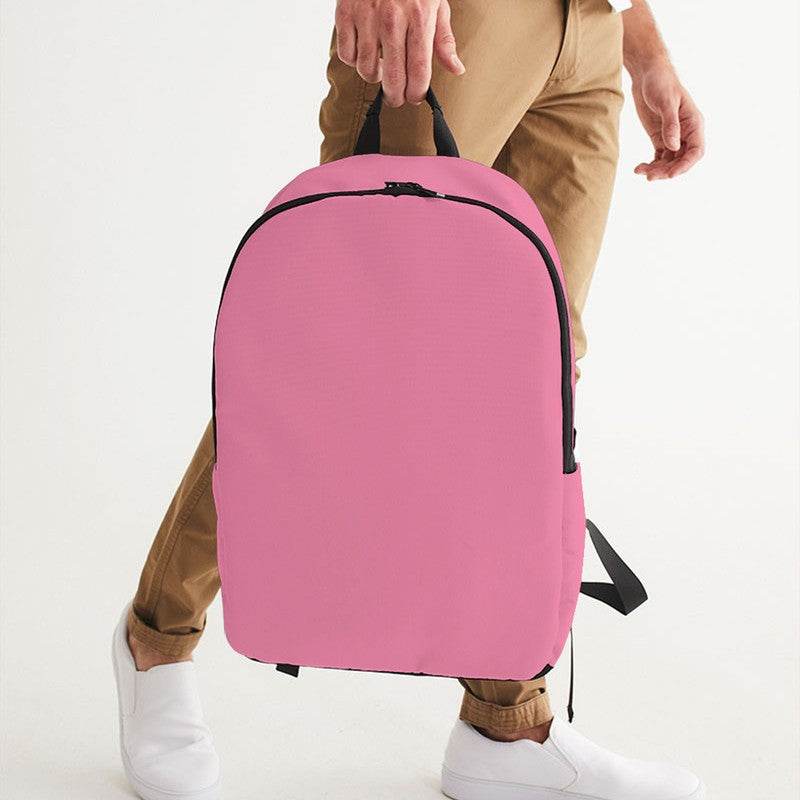 Flamingo Pink Waterproof Backpack (PI-MU-LG) - Man Holding CloseUp