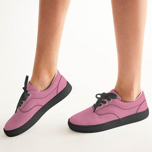 Flamingo Pink Women's Canvas Sneakers (PI-MU-LG) - Woman CloseUp