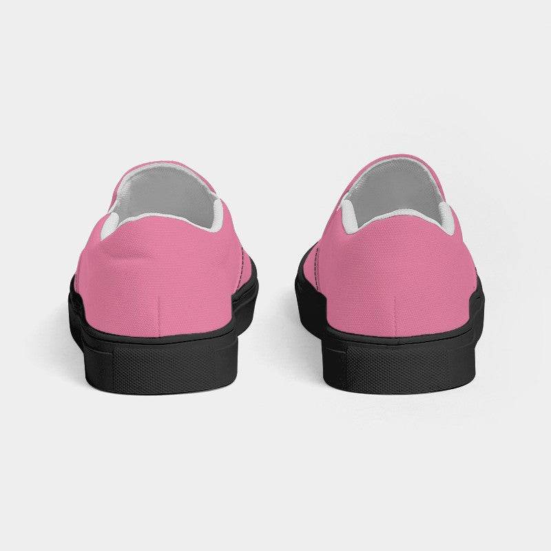 Flamingo Pink Women's Slip-On Canvas Sneakers (PI-MU-LG) - Back