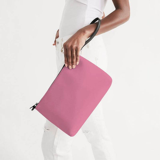 Flamingo Pink Zip Pouch (PI-MU-LG) - Side Holding