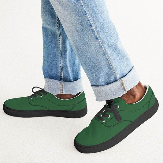Forest Green Men's Canvas Sneakers (G-MU-DA) - Man CloseUp