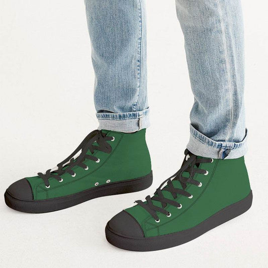 Forest Green Men's High-Top Canvas Sneakers (G-MU-DA) - Man CloseUp