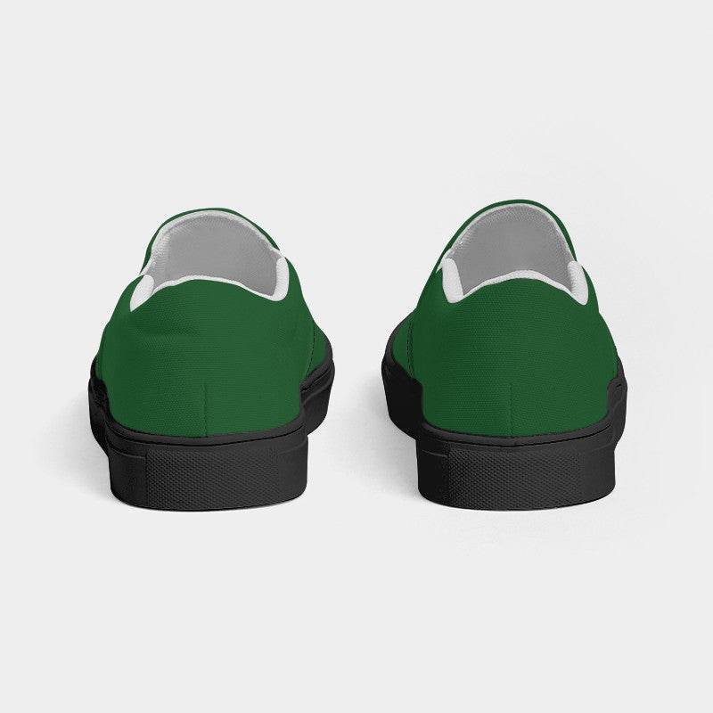 Forest Green Men's Slip-On Canvas Sneakers (G-MU-DA) - Back