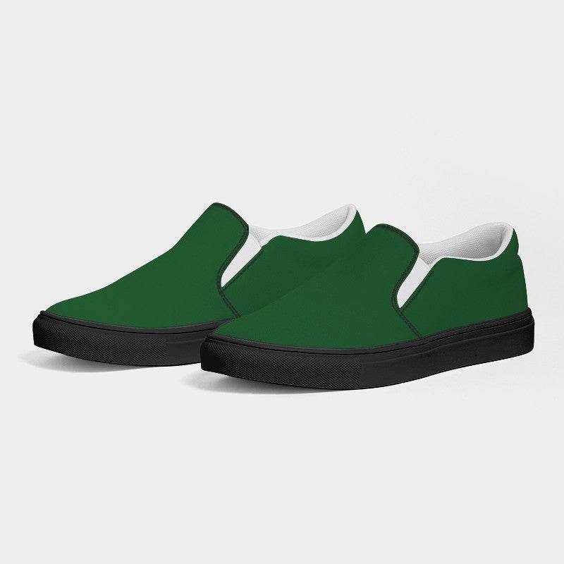 Forest Green Men's Slip-On Canvas Sneakers (G-MU-DA) - Side 3