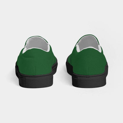 Forest Green Women's Slip-On Canvas Sneakers (G-MU-DA) - Back