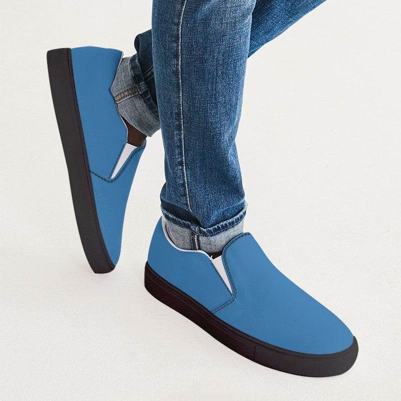 French Blue Men's Slip-On Canvas Sneakers (IB3-CL-ME) - Man CloseUp