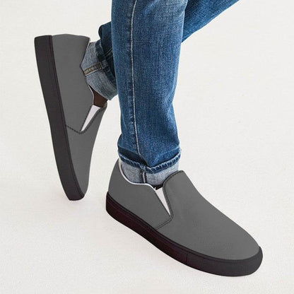 Granite Gray Men's Slip-On Canvas Sneakers (N-FN-ME) - Man CloseUp