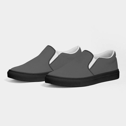 Granite Gray Women's Slip-On Canvas Sneakers (N-FN-ME) - Side 3
