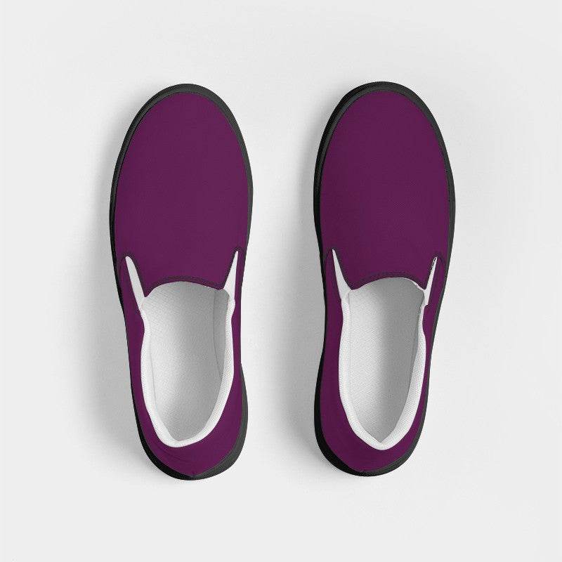 Grape Purple Men's Slip-On Canvas Sneakers (PIM3-ME-DE) - Top