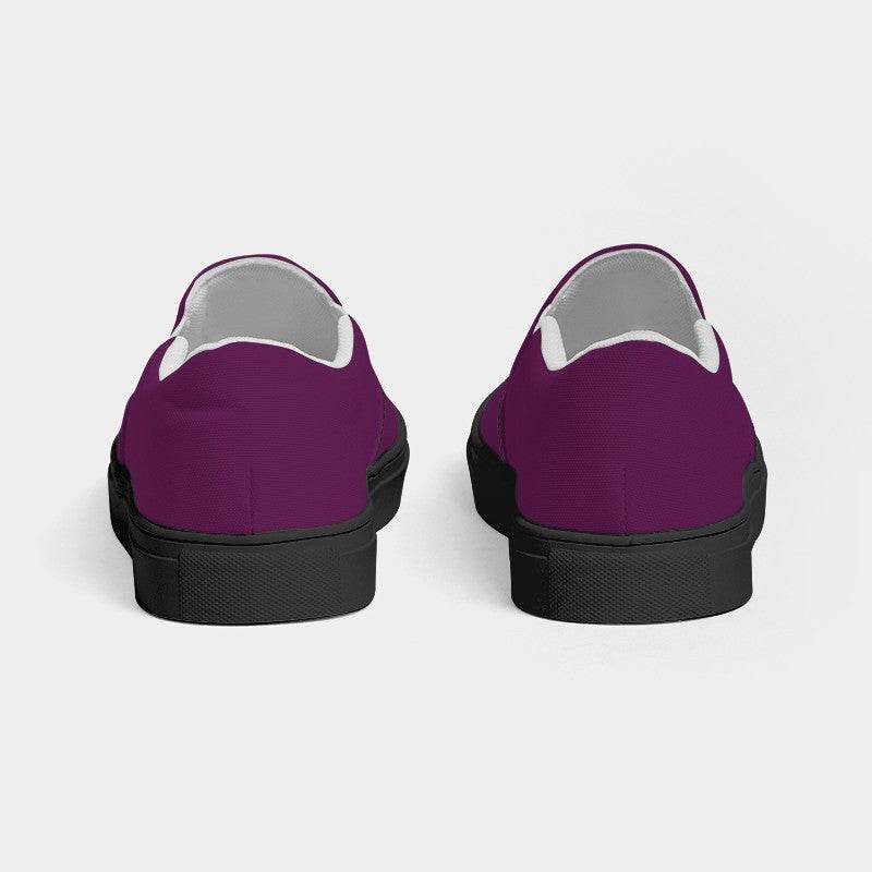 Grape Purple Women's Slip-On Canvas Sneakers (PIM3-ME-DE) - Back