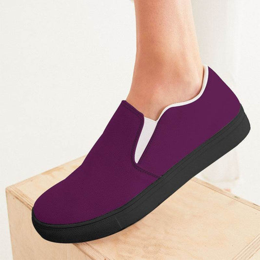Grape Purple Women's Slip-On Canvas Sneakers (PIM3-ME-DE) - Woman CloseUp