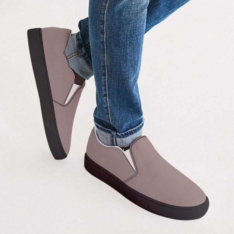 Gray-Pink Men's Slip-On Canvas Sneakers (RPI2-NE-ML) - Man CloseUp