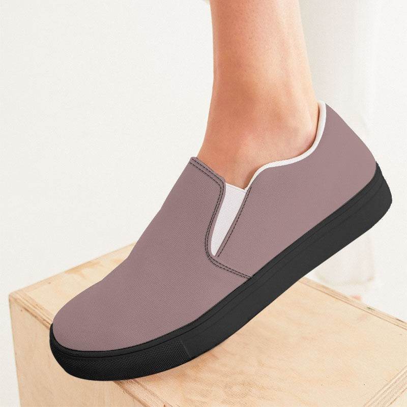 Gray-Pink Women's Slip-On Canvas Sneakers (RPI2-NE-ML) - Woman CloseUp