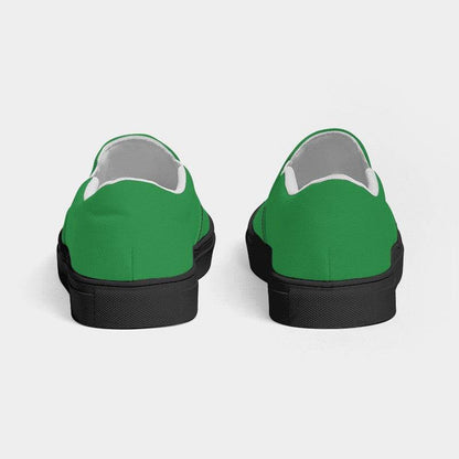 Green Men's Slip-On Canvas Sneakers (G-CL-DE) - Back