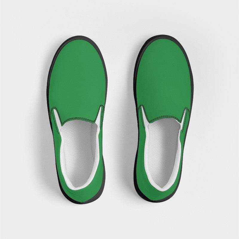 Green Men's Slip-On Canvas Sneakers (G-CL-DE) - Top