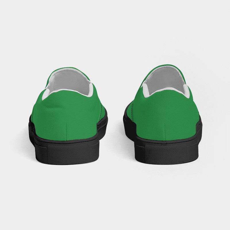 Green Women's Slip-On Canvas Sneakers (G-CL-DE) - Back