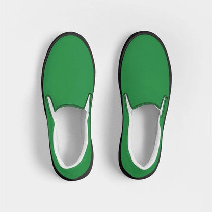 Green Women's Slip-On Canvas Sneakers (G-CL-DE) - Top