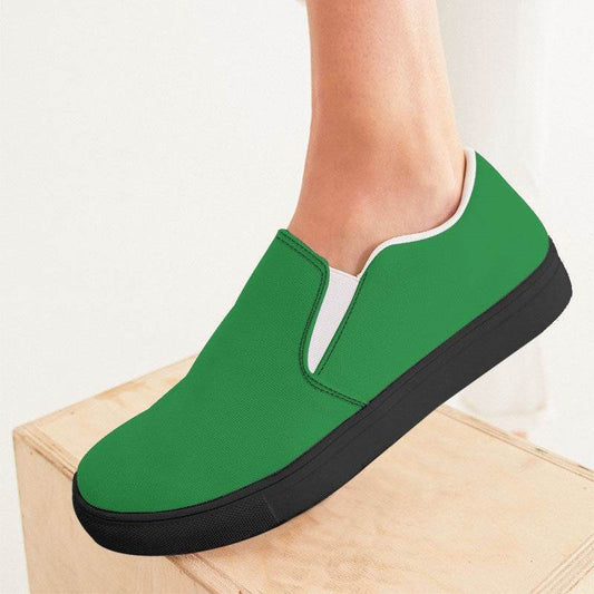 Green Women's Slip-On Canvas Sneakers (G-CL-DE) - Woman CloseUp