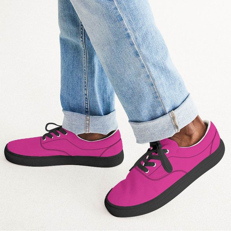 Hot Pink Men's Canvas Sneakers (PIM1-BR-ME) - Man CloseUp