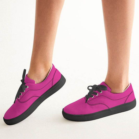 Hot Pink Women's Canvas Sneakers (PIM1-BR-ME) - Woman CloseUp