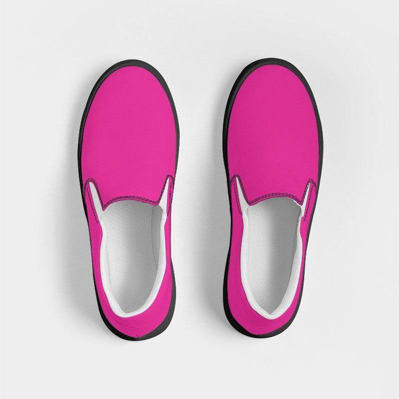 Hot Pink Women's Slip-On Canvas Sneakers (PIM1-BR-ME) - Top