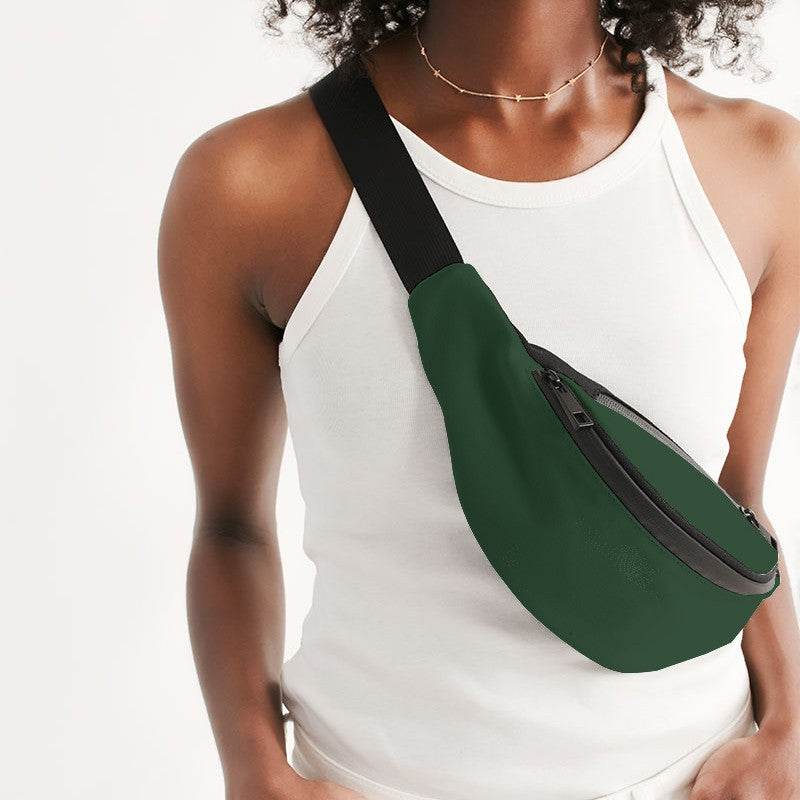 Hunter Green Belt Bag (G-FM-DA) - Woman Front CloseUp