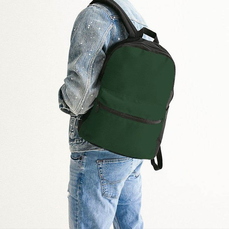 Hunter Green Canvas Backpack (G-FM-DA) - Man Back CloseUp