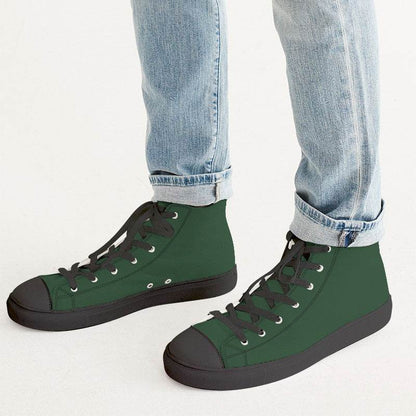 Hunter Green Men's High-Top Canvas Sneakers (G-FM-DA) - Man CloseUp