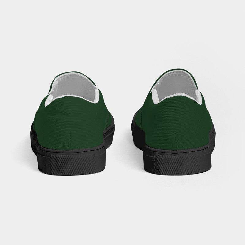 Hunter Green Men's Slip-On Canvas Sneakers (G-FM-DA) - Back