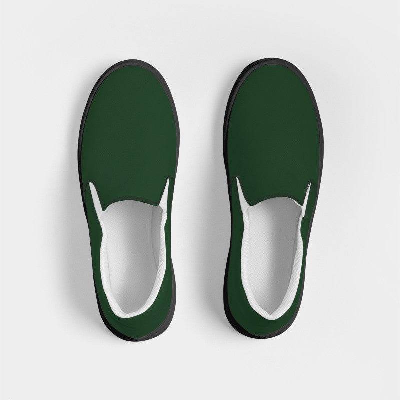 Hunter Green Men's Slip-On Canvas Sneakers (G-FM-DA) - Top