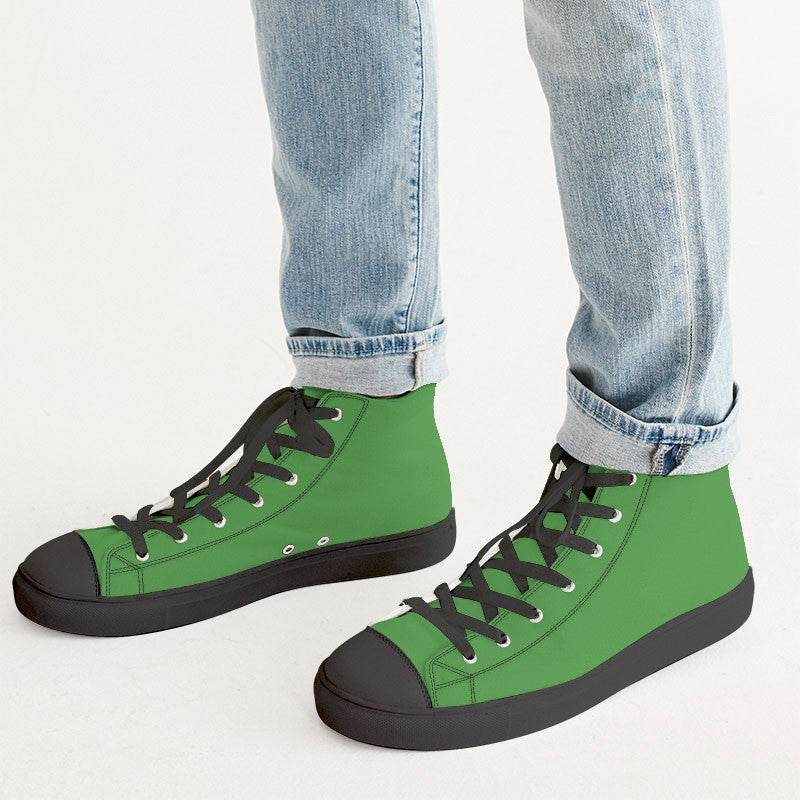 Irish Green Men's High-Top Canvas Sneakers (GL1-CL-DE) - Man CloseUp