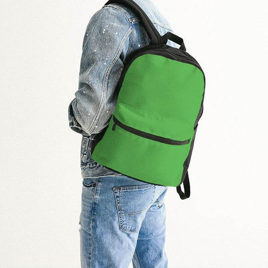Kelly Green Canvas Backpack (GL1-BR-ME) - Man Back CloseUp