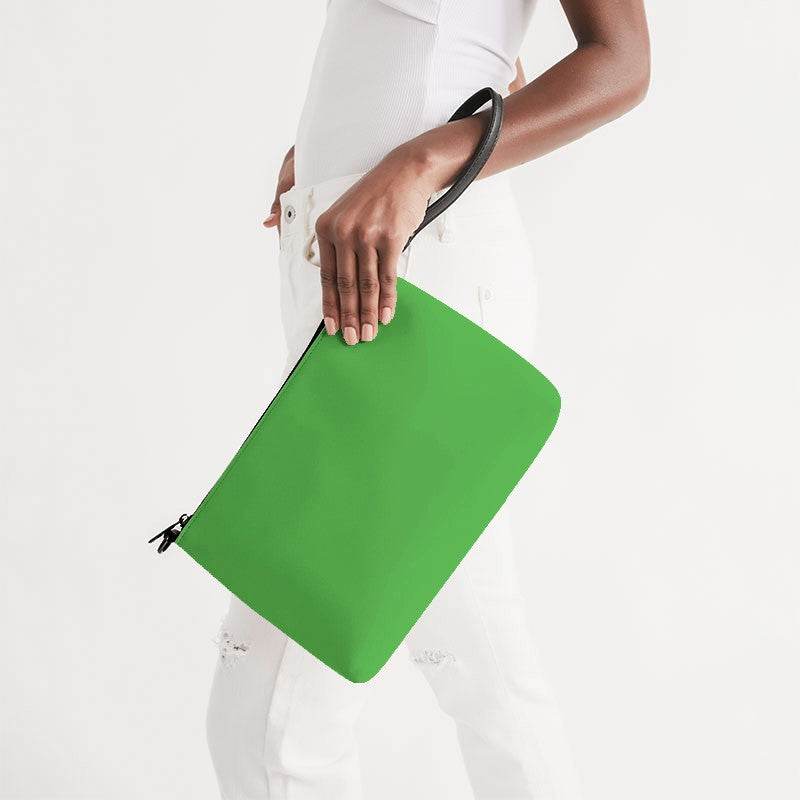 Kelly Green Zip Pouch (GL1-BR-ME) - Side Holding