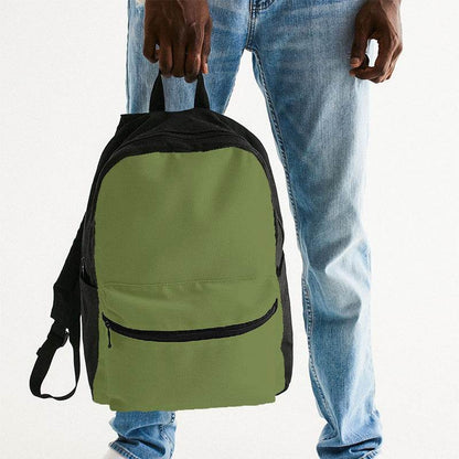 Khaki Green Canvas Backpack (L-MU-MD) - Man Holding