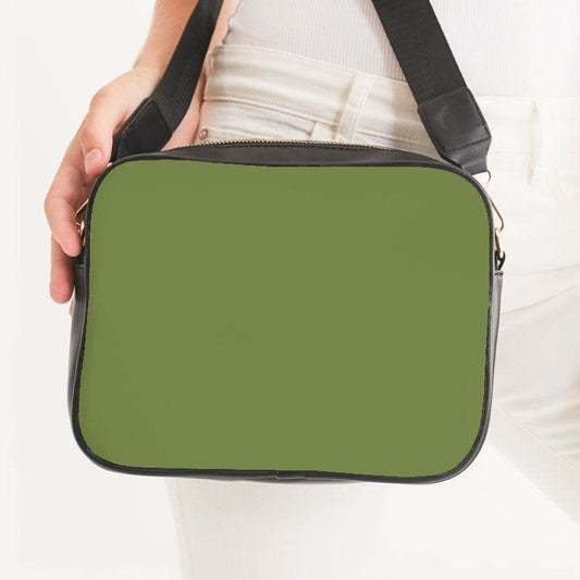 Khaki Green Crossbody Bag (L-MU-MD) - Woman Front CloseUp