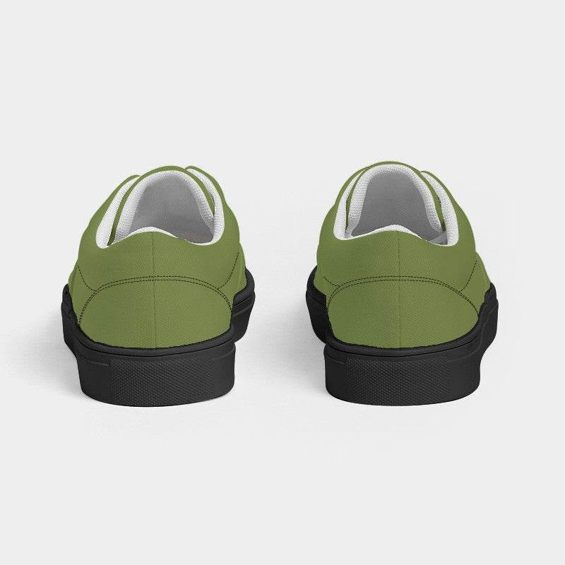 Khaki Green Men's Canvas Sneakers (L-MU-MD) - Back