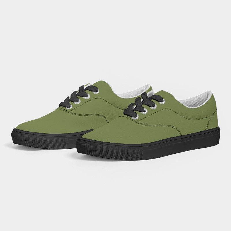Khaki Green Men's Canvas Sneakers (L-MU-MD) - Side 3