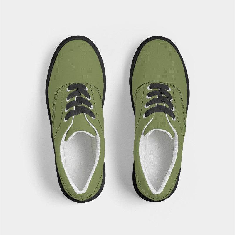 Khaki Green Men's Canvas Sneakers (L-MU-MD) - Top