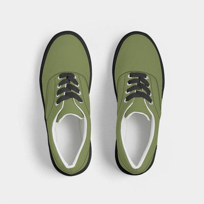 Khaki Green Men's Canvas Sneakers (L-MU-MD) - Top
