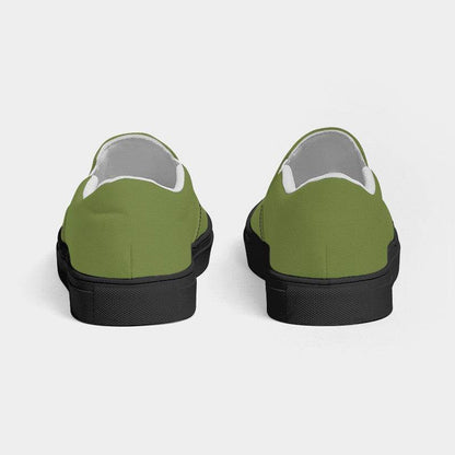 Khaki Green Men's Slip-On Canvas Sneakers (L-MU-MD) - Back