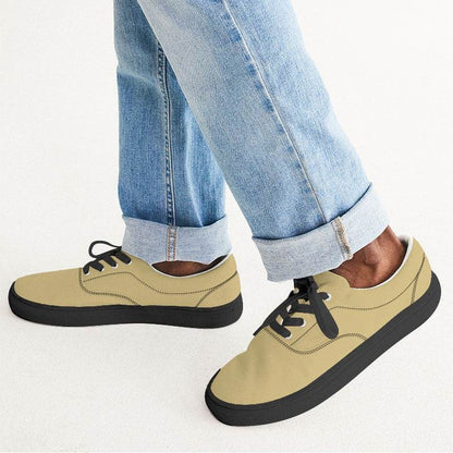 Khaki Men's Canvas Sneakers (Y-MU-LG) - Man CloseUp