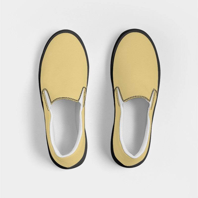 Khaki Men's Slip-On Canvas Sneakers (Y-MU-LG) - Top