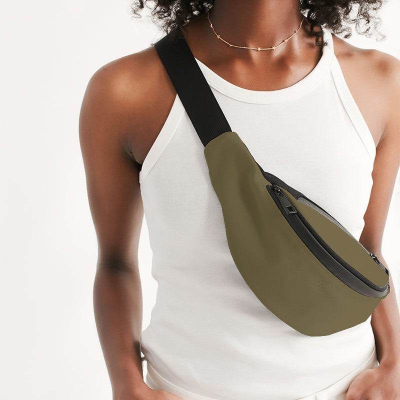 Khaki Olive Belt Bag (Y-FM-MD) - Woman Front CloseUp