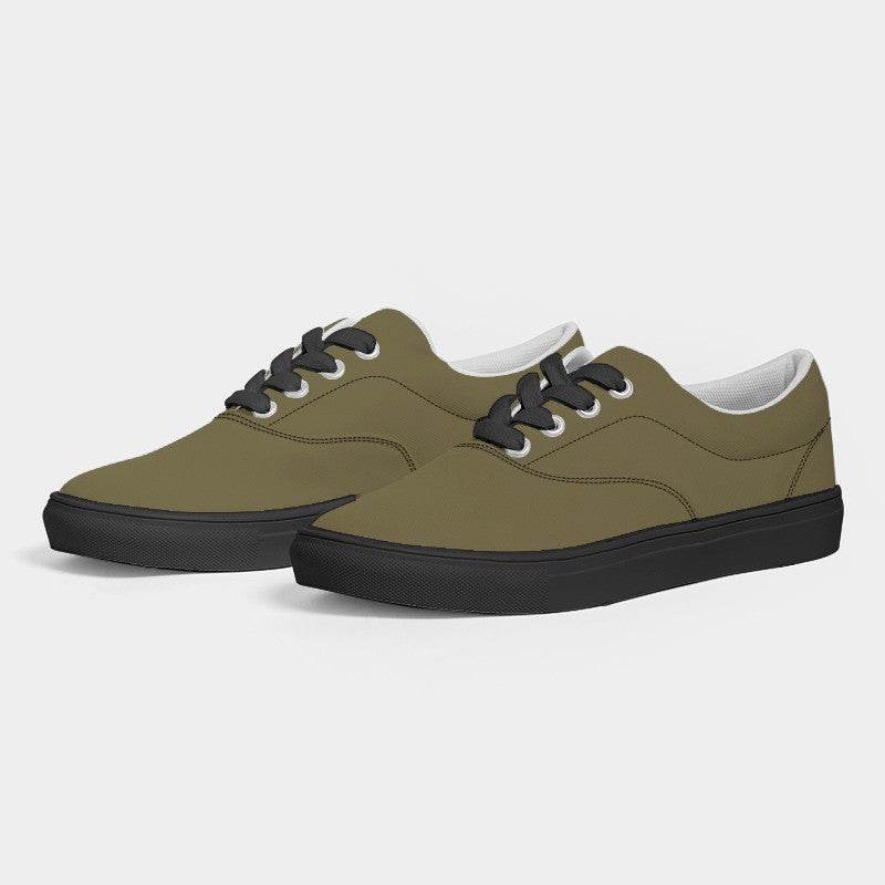 Khaki Olive Men's Canvas Sneakers (Y-FM-MD) - Side 3