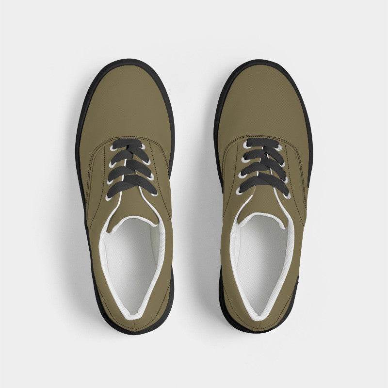 Khaki Olive Men's Canvas Sneakers (Y-FM-MD) - Top
