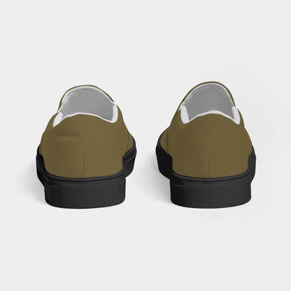 Khaki Olive Men's Slip-On Canvas Sneakers (Y-FM-MD) - Back