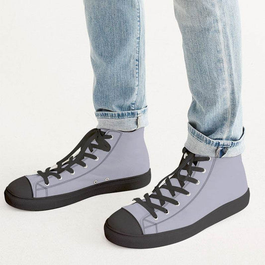 Lavender Gray Men's High-Top Canvas Sneakers (PUI2-NE-LG) - Man CloseUp